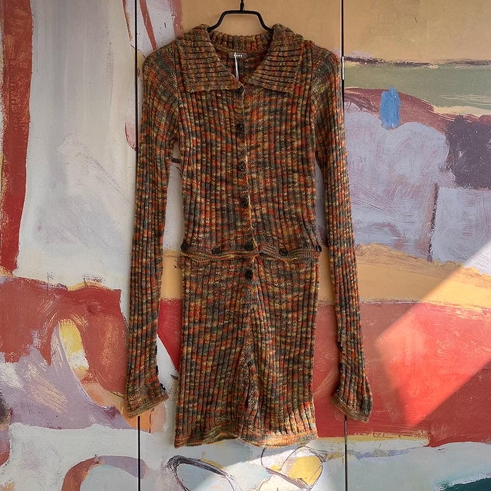 NWT RUVE Vaona Knit Long Sleeves Top & Short Set Romer - Multi Color - Picture 9 of 11
